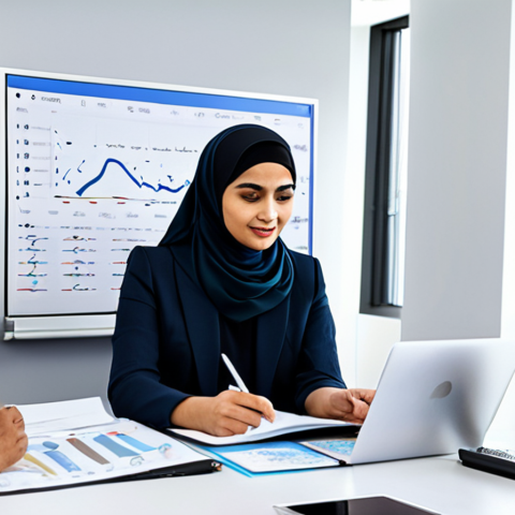 **
"A diverse team of data analysts collaborating in a modern office, reviewing dashboards and charts. Fully clothed, appropriate attire, safe for work. Emphasis on teamwork and problem-solving. Modern office setting with Arabic script on whiteboards in the background. Professional, modest, family-friendly. Perfect anatomy, correct proportions, natural pose, well-formed hands, proper finger count, natural body proportions, high quality."
**