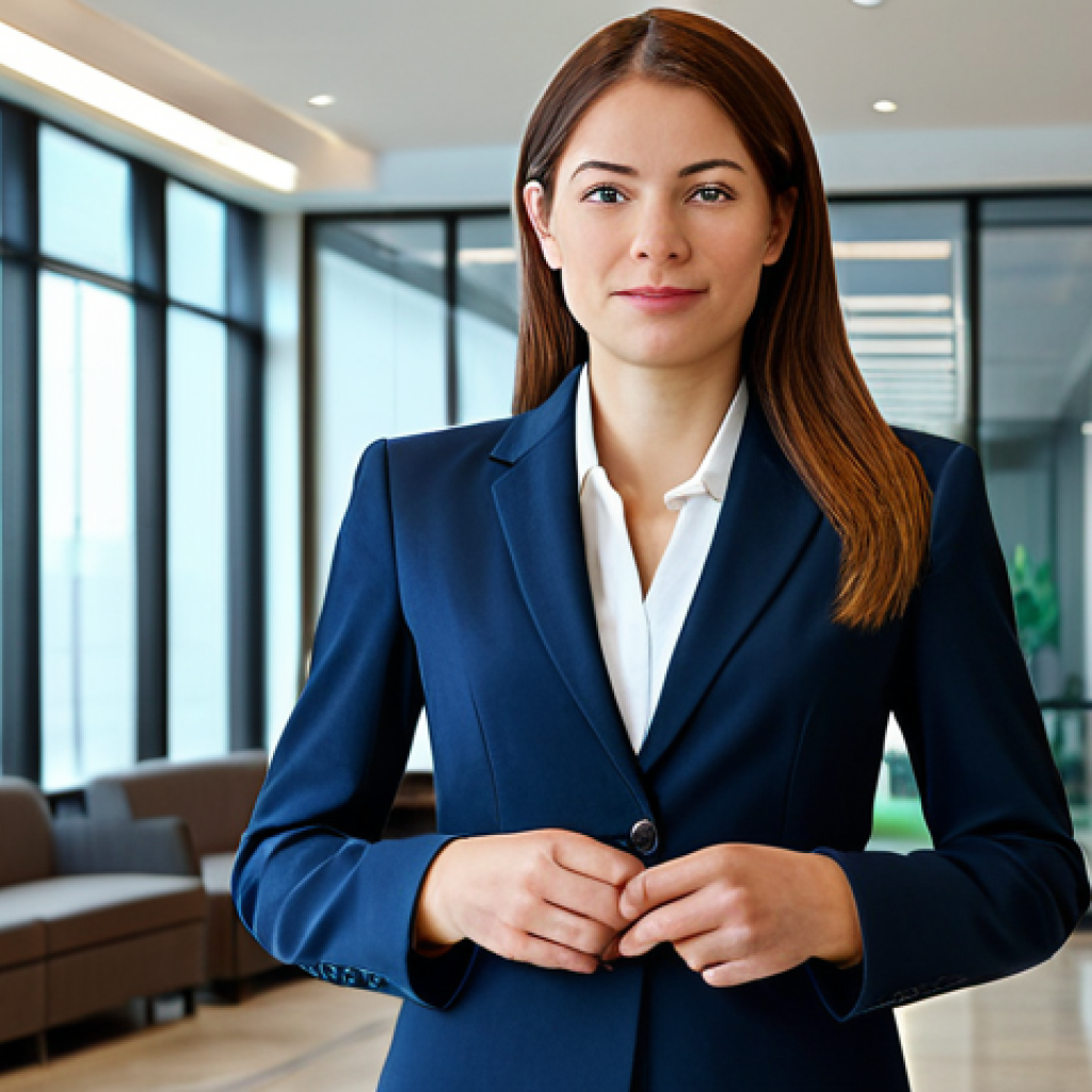 대규모 학습 데이터 처리의 도전 과제 - Business Professional**
"A professional businesswoman in a modest business suit, standing confident...