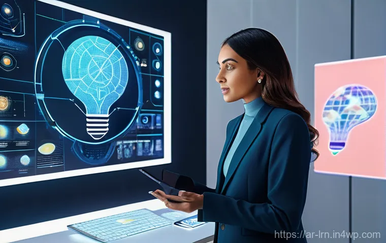 예측 분석을 통한 학습 데이터 활용 - **Prompt 2: AI's Watchful Eye in Healthcare and Industry**
    "A split image or diptych displaying ...