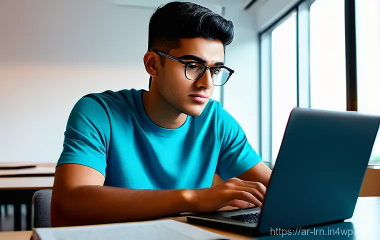 과거 데이터 활용한 학습 성과 예측 방법 - **Prompt:** "A young, focused male student of Arab descent, wearing smart casual attire, sits at a m...